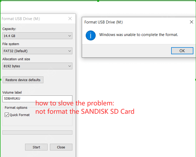 SD card file system error not format