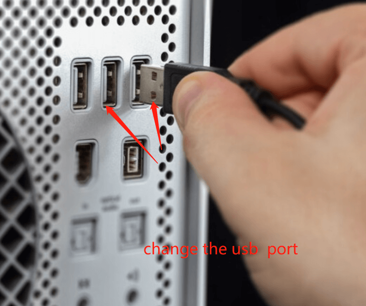 Change the External hard drive port