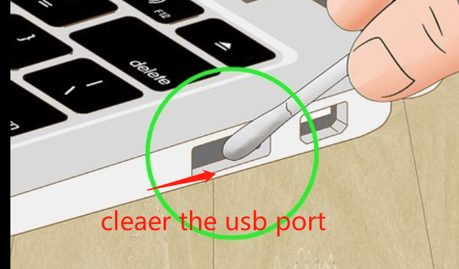 Unplug the USB socket and clear USB