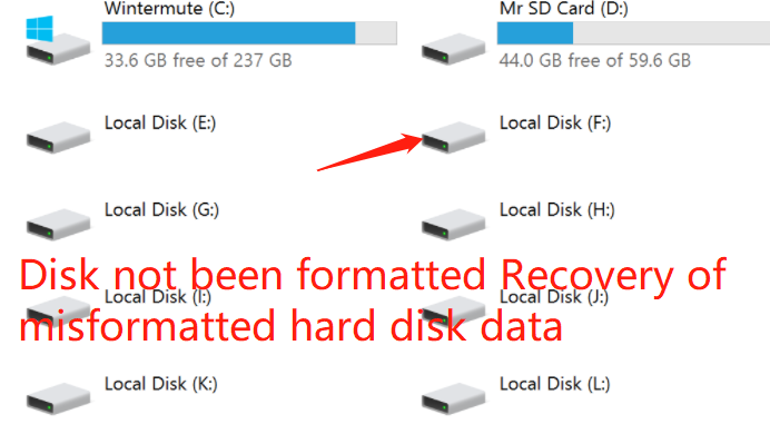 Recovery of misformatted hard disk data